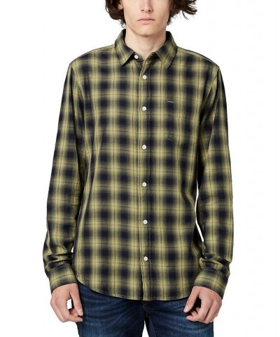 Men's Sonb Twill Cotton Plaid Shirt Ultra Green $21.86 Shirts