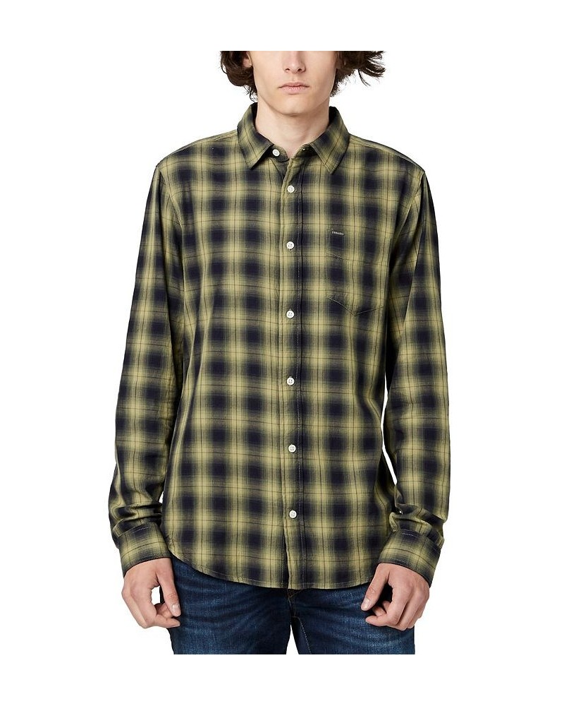 Men's Sonb Twill Cotton Plaid Shirt Ultra Green $21.86 Shirts