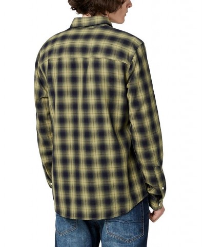 Men's Sonb Twill Cotton Plaid Shirt Ultra Green $21.86 Shirts