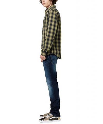 Men's Sonb Twill Cotton Plaid Shirt Ultra Green $21.86 Shirts