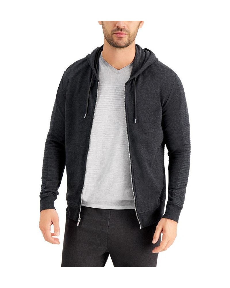 Men's INC Fortune Full Zip Hoodie Gray $23.96 Sweatshirt