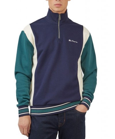 Men's Colorblocked Quarter-Zip Sweatshirt Blue $59.34 Sweatshirt