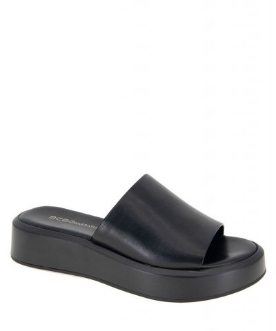 Women's Farah Slip-on Flatform Sandal Black $41.83 Shoes