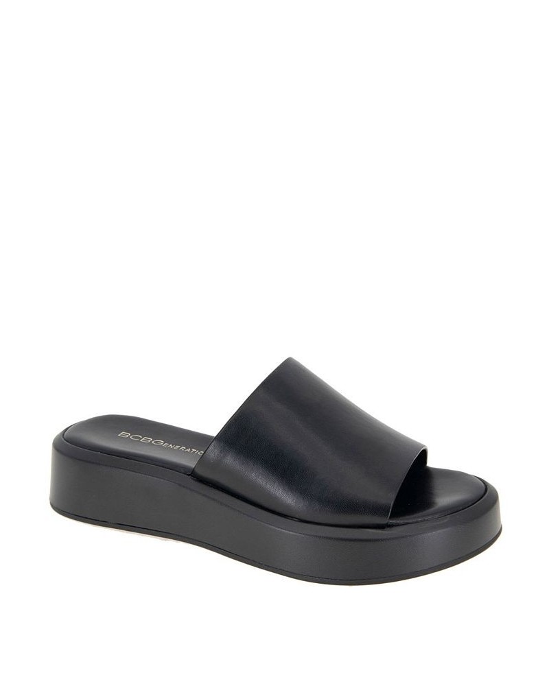 Women's Farah Slip-on Flatform Sandal Black $41.83 Shoes