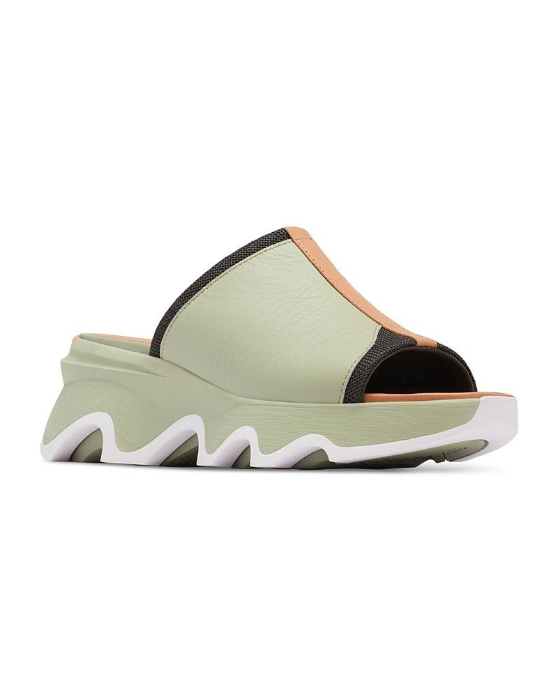 Women's Kinetic Impact Slip-On Wedge Slide Sandals Green $43.40 Shoes