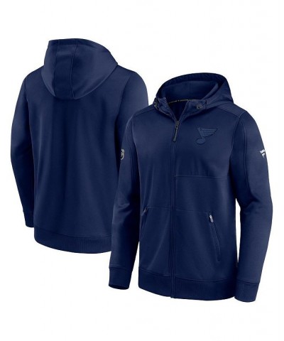 Men's Branded Navy St. Louis Blues Authentic Pro Travel and Training Full-Zip Hoodie $50.70 Sweatshirt