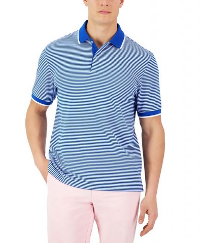 Men's Skinny Striped Pique Polo Blue $14.30 Polo Shirts