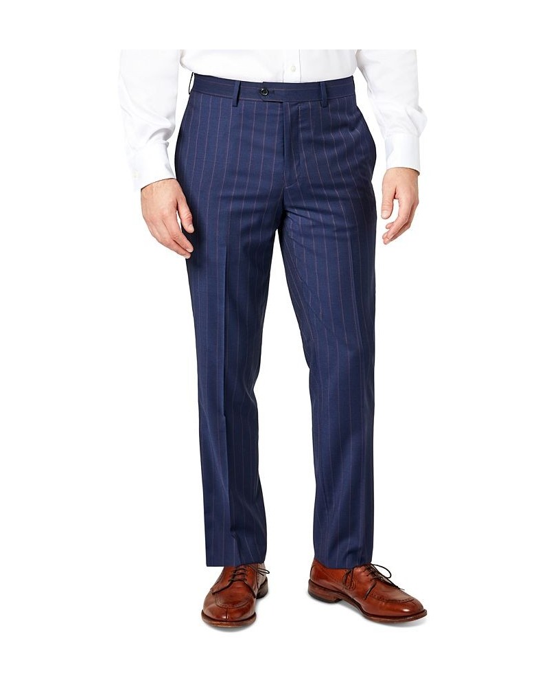 Men's Slim-Fit Berry Stripe Wool Suit Pants Multi $88.80 Suits