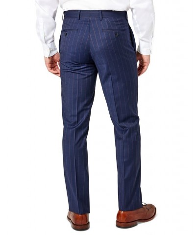 Men's Slim-Fit Berry Stripe Wool Suit Pants Multi $88.80 Suits