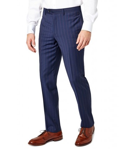 Men's Slim-Fit Berry Stripe Wool Suit Pants Multi $88.80 Suits