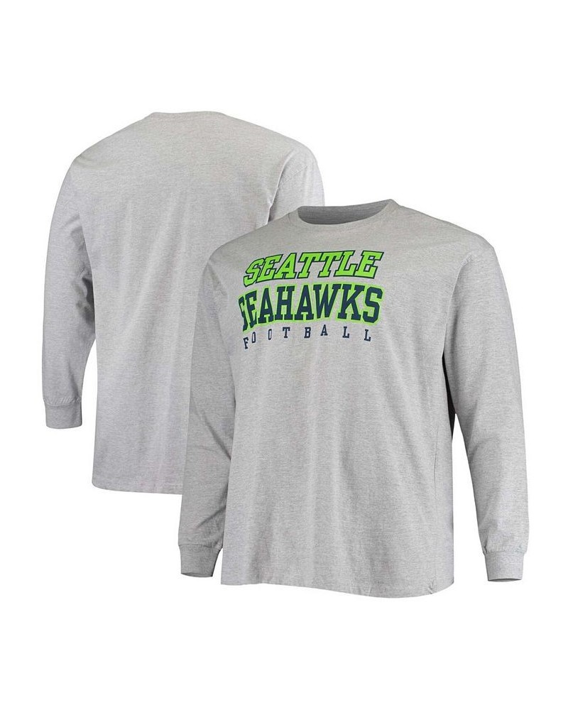 Men's Big and Tall Heathered Gray Seattle Seahawks Practice Long Sleeve T-shirt $23.59 T-Shirts