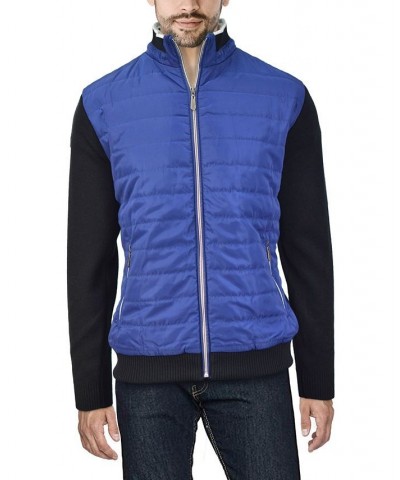 Men's Lightly Padded Hybrid Sweater Jacket Blue $36.66 Sweatshirt