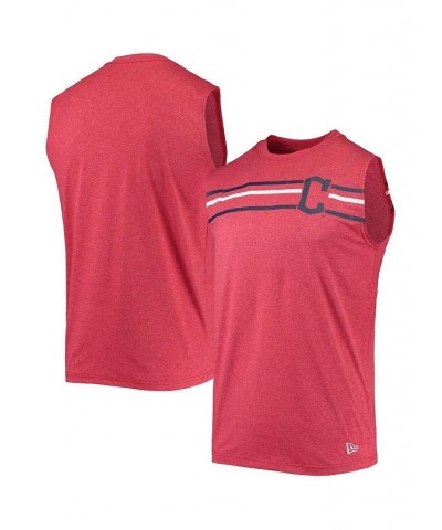 Men's Heathered Red Cleveland Guardians Muscle Tank Top $22.50 T-Shirts