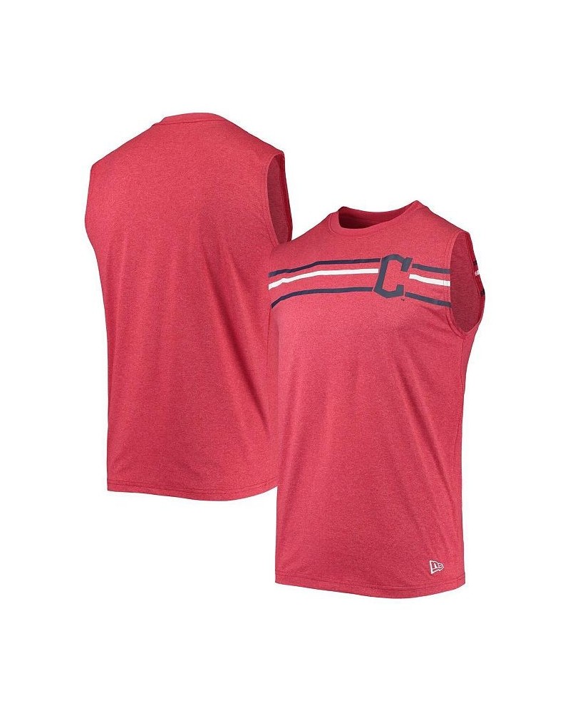 Men's Heathered Red Cleveland Guardians Muscle Tank Top $22.50 T-Shirts