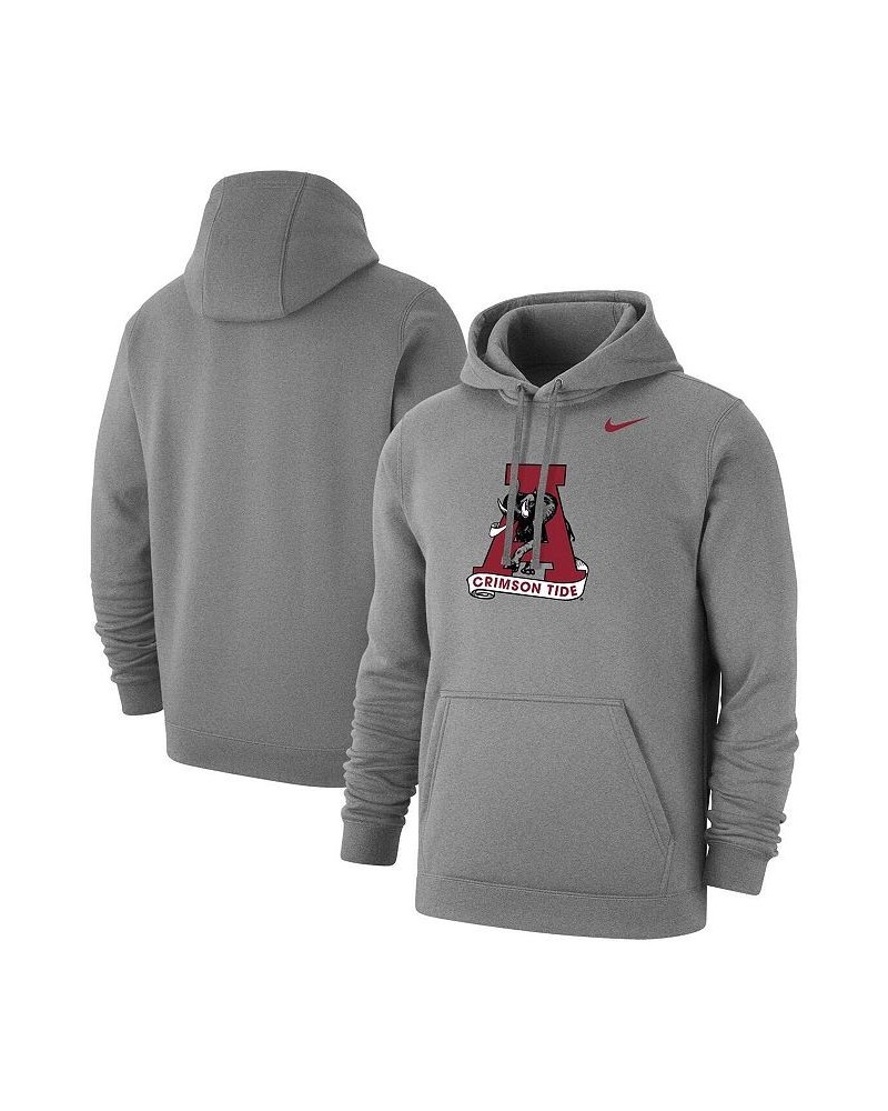 Men's Heathered Gray Alabama Crimson Tide Big and Tall Primary Throwback Logo Club Pullover Hoodie $35.70 Sweatshirt