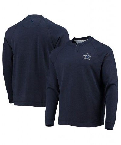 Men's Navy Dallas Cowboys Sunset Slub Raglan Henley Long Sleeve T-shirt $44.00 T-Shirts