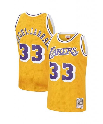 Men's Kareem Abdul-Jabbar Gold Los Angeles Lakers 1984-85 Hardwood Classics Swingman Jersey $41.07 Jersey