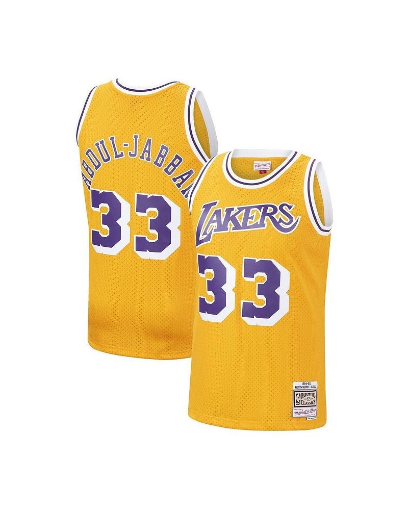 Men's Kareem Abdul-Jabbar Gold Los Angeles Lakers 1984-85 Hardwood Classics Swingman Jersey $41.07 Jersey