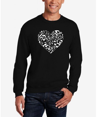 Men's Word Art Heart Notes Crewneck Sweatshirt Black $27.99 Sweatshirt