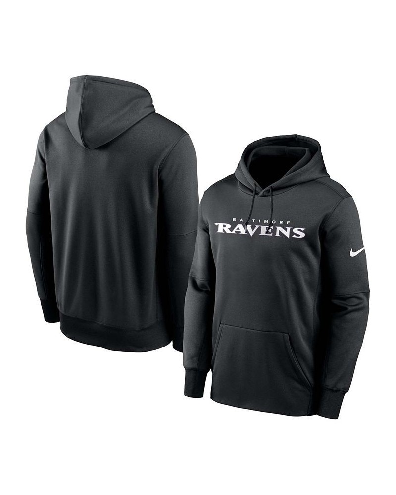 Men's Black Baltimore Ravens Fan Gear Wordmark Performance Pullover Hoodie $35.70 Sweatshirt