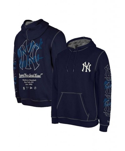 Men's Navy New York Yankees Team Split Pullover Hoodie $42.90 Sweatshirt