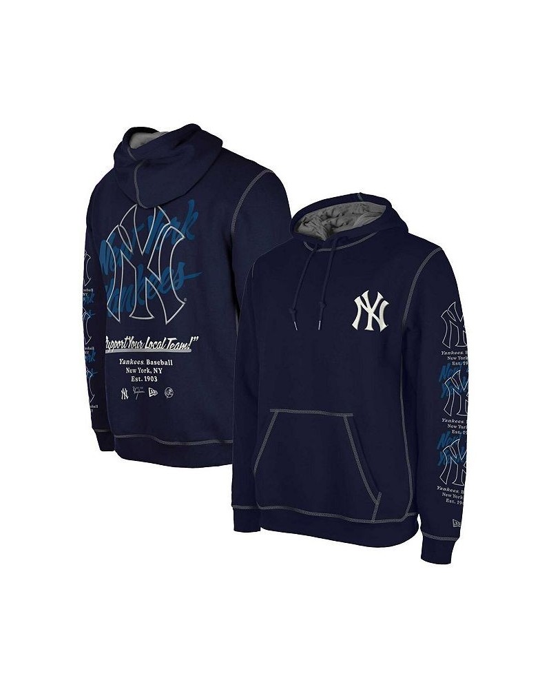 Men's Navy New York Yankees Team Split Pullover Hoodie $42.90 Sweatshirt