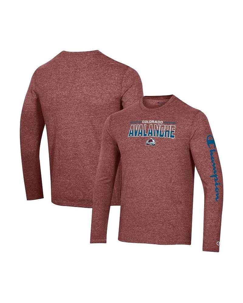 Men's Heather Burgundy Colorado Avalanche Tri-Blend Long Sleeve T-shirt $26.99 T-Shirts