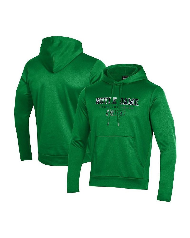 Men's Green Notre Dame Fighting Irish Logo Lockup Fleece Performance Pullover Hoodie $46.79 Sweatshirt