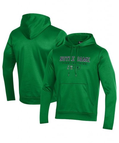 Men's Green Notre Dame Fighting Irish Logo Lockup Fleece Performance Pullover Hoodie $46.79 Sweatshirt