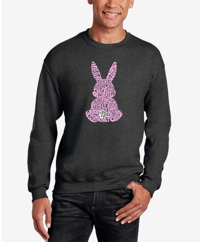 Men's Word Art Crewneck Easter Bunny Sweatshirt Gray $20.50 Sweatshirt