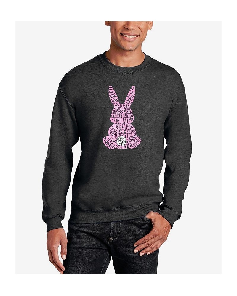 Men's Word Art Crewneck Easter Bunny Sweatshirt Gray $20.50 Sweatshirt