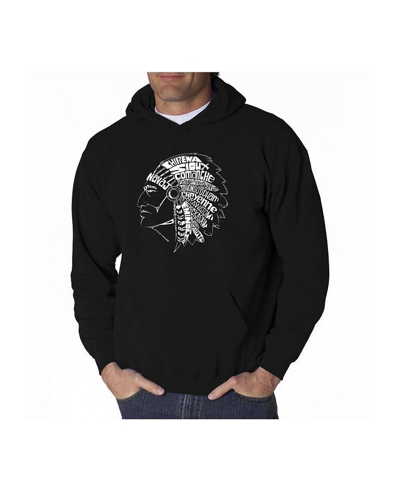 Men's Word Art Hooded Sweatshirt Black $34.19 Sweatshirt