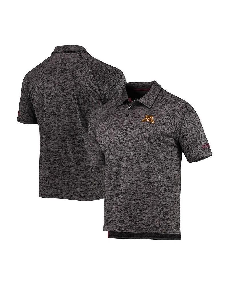 Men's Heathered Black Minnesota Golden Gophers Down Swing Raglan Polo Shirt $27.49 Polo Shirts