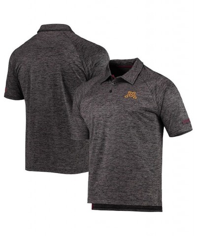 Men's Heathered Black Minnesota Golden Gophers Down Swing Raglan Polo Shirt $27.49 Polo Shirts