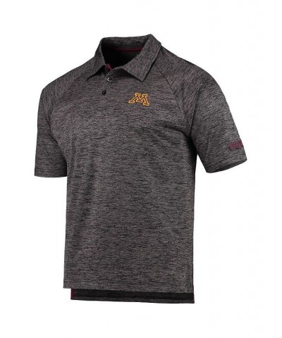 Men's Heathered Black Minnesota Golden Gophers Down Swing Raglan Polo Shirt $27.49 Polo Shirts