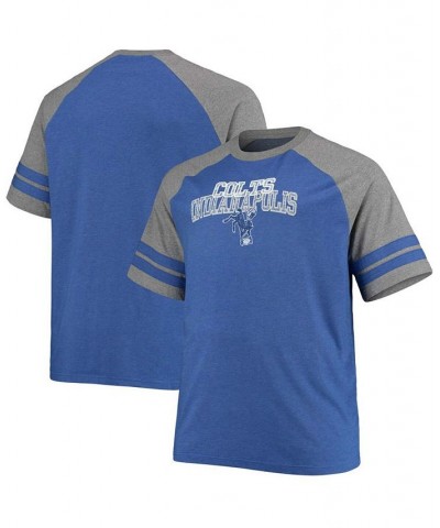 Men's Big and Tall Royal, Heathered Gray Indianapolis Colts Throwback 2-Stripe Raglan T-shirt $16.00 T-Shirts