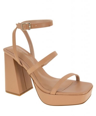 Women's Galana Strappy Platform Sandal Tan/Beige $48.79 Shoes