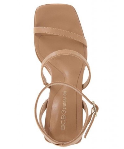 Women's Galana Strappy Platform Sandal Tan/Beige $48.79 Shoes