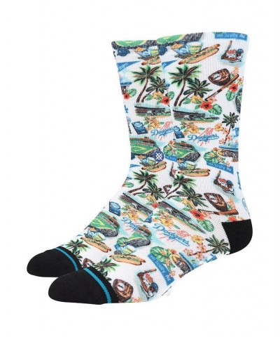 Men's x Reyn Spooner White Los Angeles Dodgers Tri-Blend Crew Socks $15.59 Socks