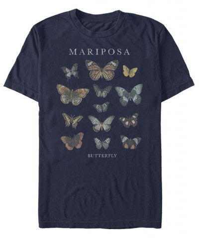 Men's Mariposa Short Sleeve Crew T-shirt Blue $14.35 T-Shirts