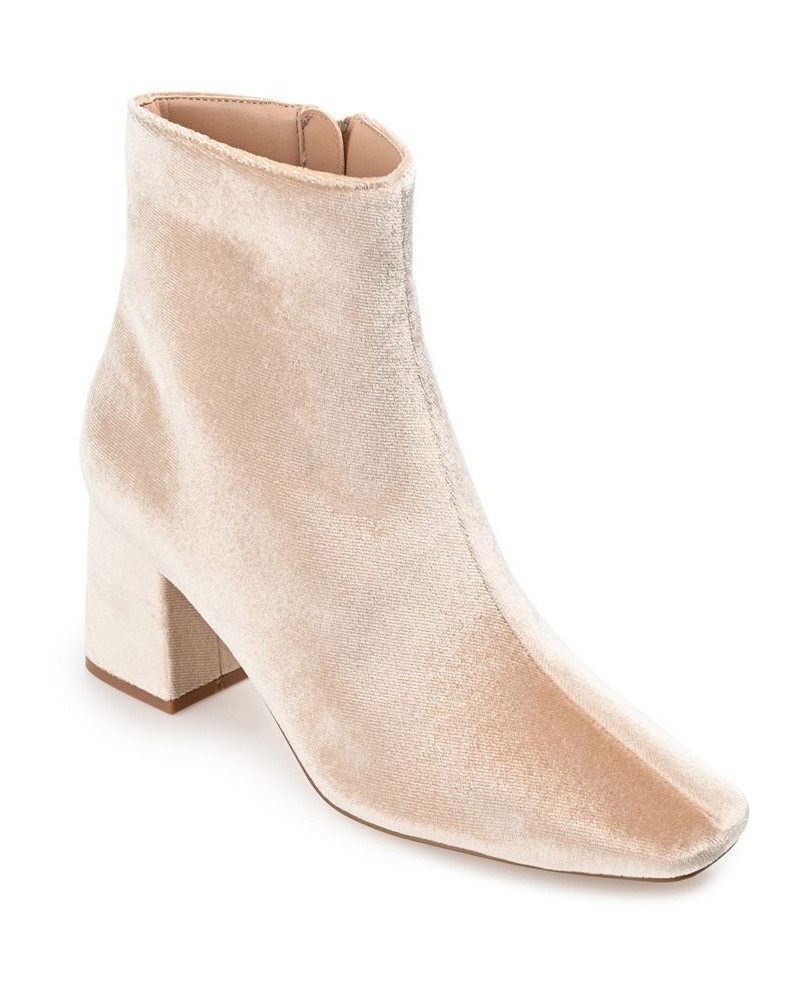 Women's Hazara Velvet Bootie Tan/Beige $42.00 Shoes