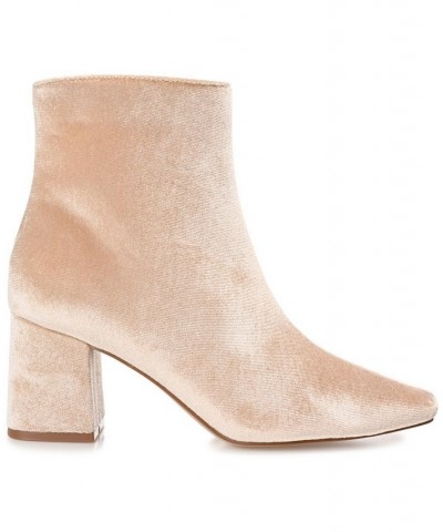 Women's Hazara Velvet Bootie Tan/Beige $42.00 Shoes