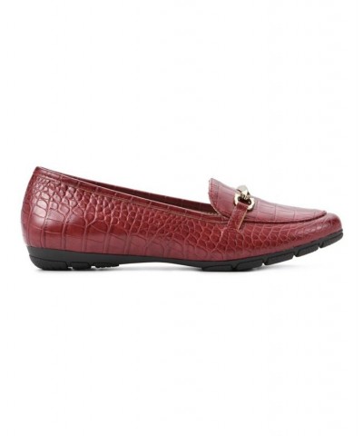 Women's Glowing Loafer Flats Brown Croco Print $31.74 Shoes