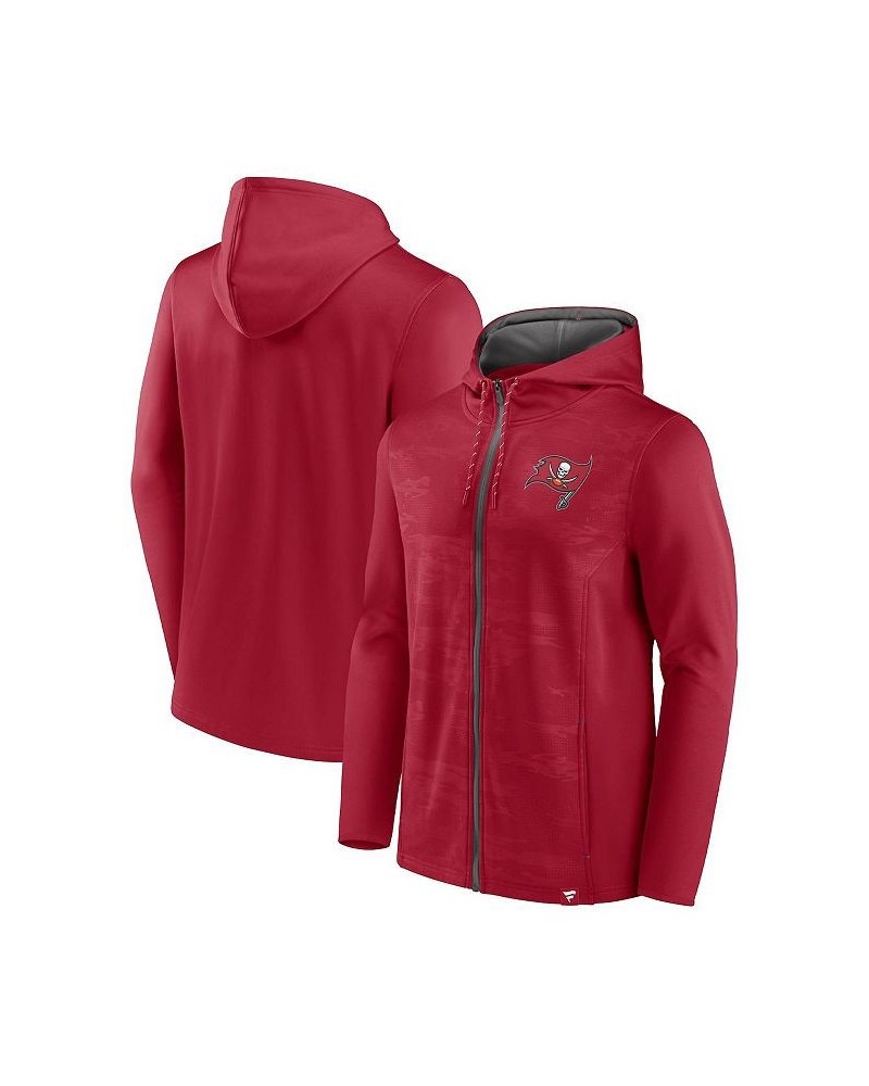 Men's Branded Red, Pewter Tampa Bay Buccaneers Ball Carrier Full-Zip Hoodie $37.22 Sweatshirt