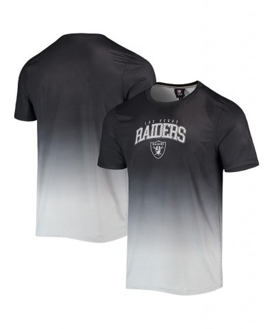 Men's Black, Silver Las Vegas Raiders Gradient Rash Guard Swim Shirt $25.79 Swimsuits