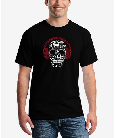 Men's Music Notes Skull Word Art Short Sleeve T-shirt Black $14.00 T-Shirts