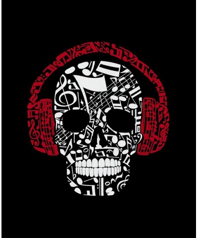 Men's Music Notes Skull Word Art Short Sleeve T-shirt Black $14.00 T-Shirts