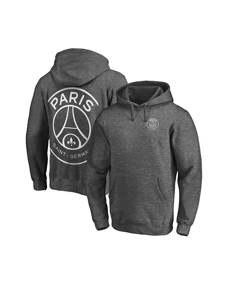 Men's Branded Heathered Charcoal Paris Saint-Germain Grande Fitted Pullover Hoodie $30.36 Sweatshirt