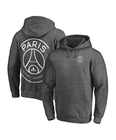 Men's Branded Heathered Charcoal Paris Saint-Germain Grande Fitted Pullover Hoodie $30.36 Sweatshirt