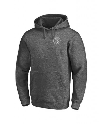 Men's Branded Heathered Charcoal Paris Saint-Germain Grande Fitted Pullover Hoodie $30.36 Sweatshirt